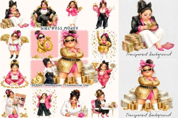 Download Luxury Girl Boss Money Watercolor PNG - Premium Resources