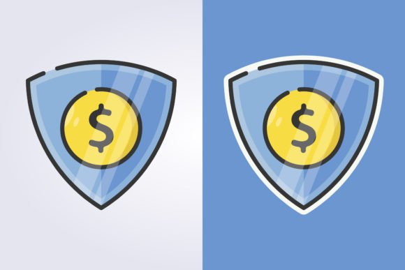 Download Colored Outline Money Shield Protection - Money Collection